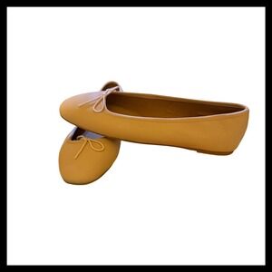 NWOT Soludos Ballet Flats Light Tan Leather Bow Round Toe Women's Shoes Size 9